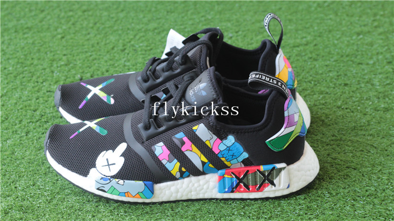 Kaws x Adidas NMD R1 Black White Real Boost